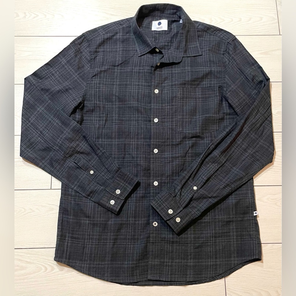 NN07 flako‎ dress: 5062 col: 794 black button down shirt w/gray pattern size L